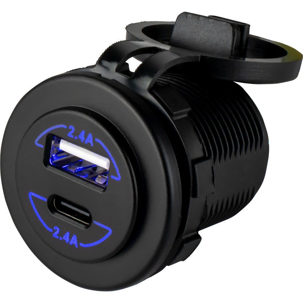Sea-Dog - Round Dual USB/USB-C Power Socket — Quality Boat Parts