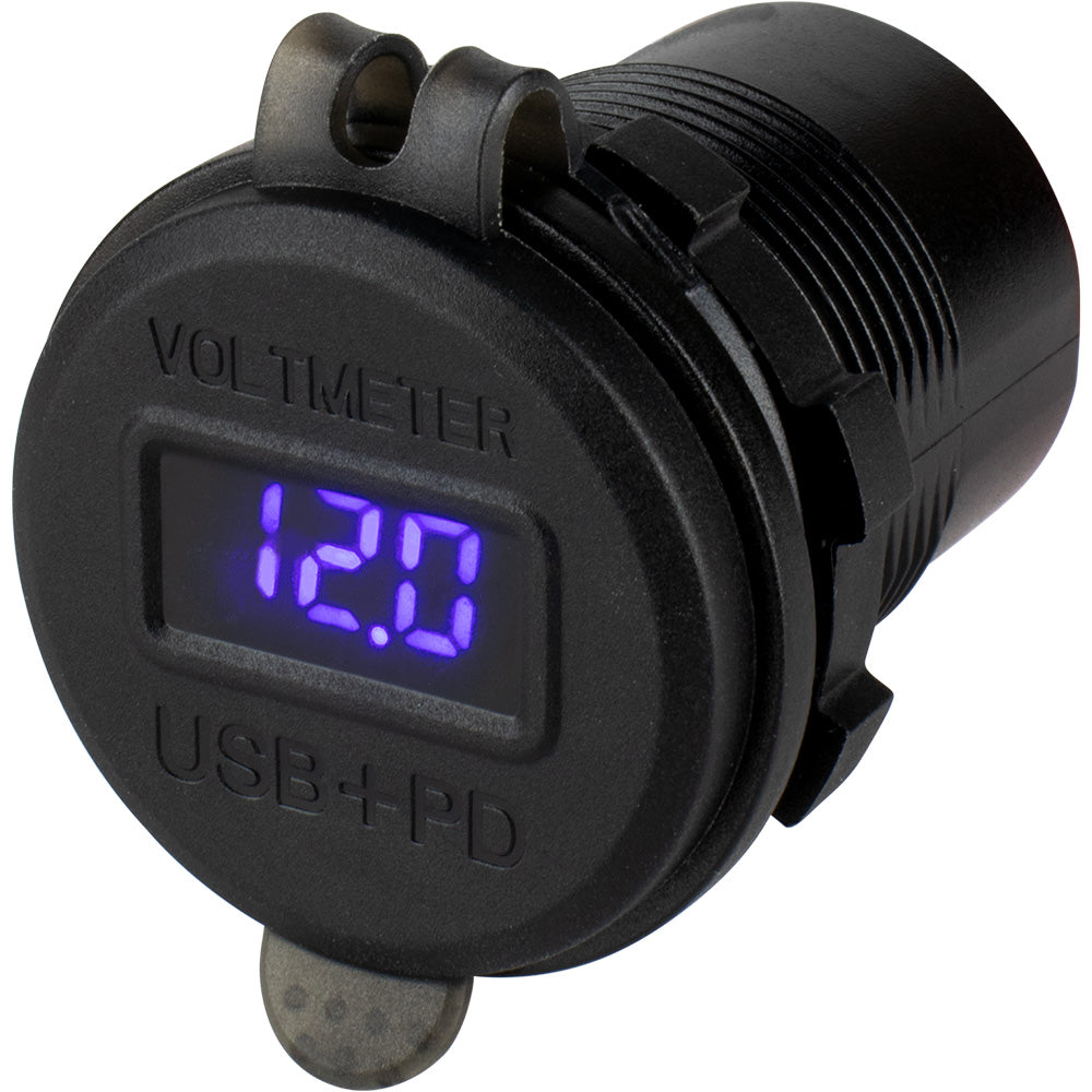Sea-Dog - Round USB/USB-C Power Socket - Hidden Voltmeter — Quality Boat Parts