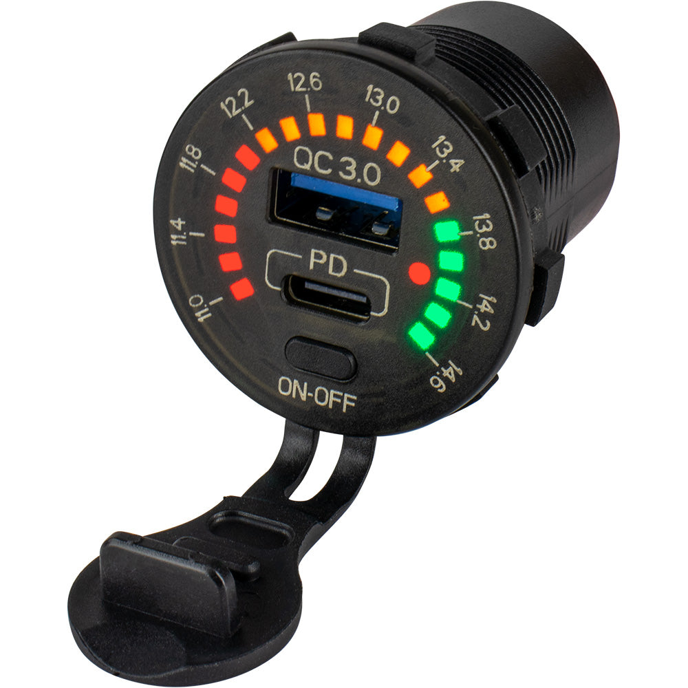 Sea-Dog - USB/USB-C Power Socket - Rainbow Voltmeter — Quality Boat Parts