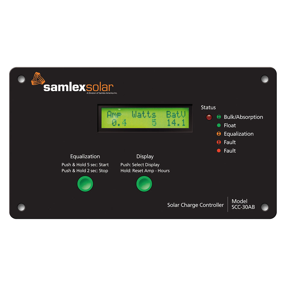 Samlex - Flush Mount Solar Charge Controller - LCD Display, 30A — Quality Boat Parts