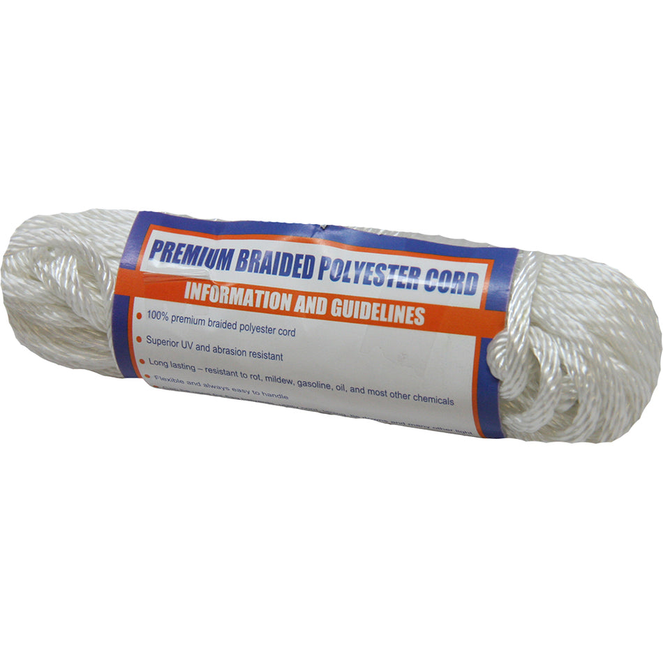 Sea-Dog - Cord Hank - Solid Braid Polyester, White — Quality Boat Parts