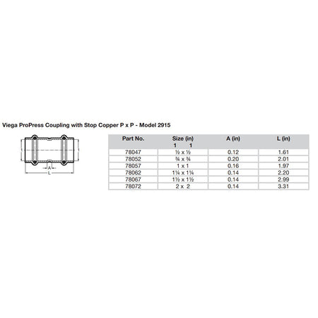 Viega - ProPress Copper Coupling - With Stop — Quality Boat Parts