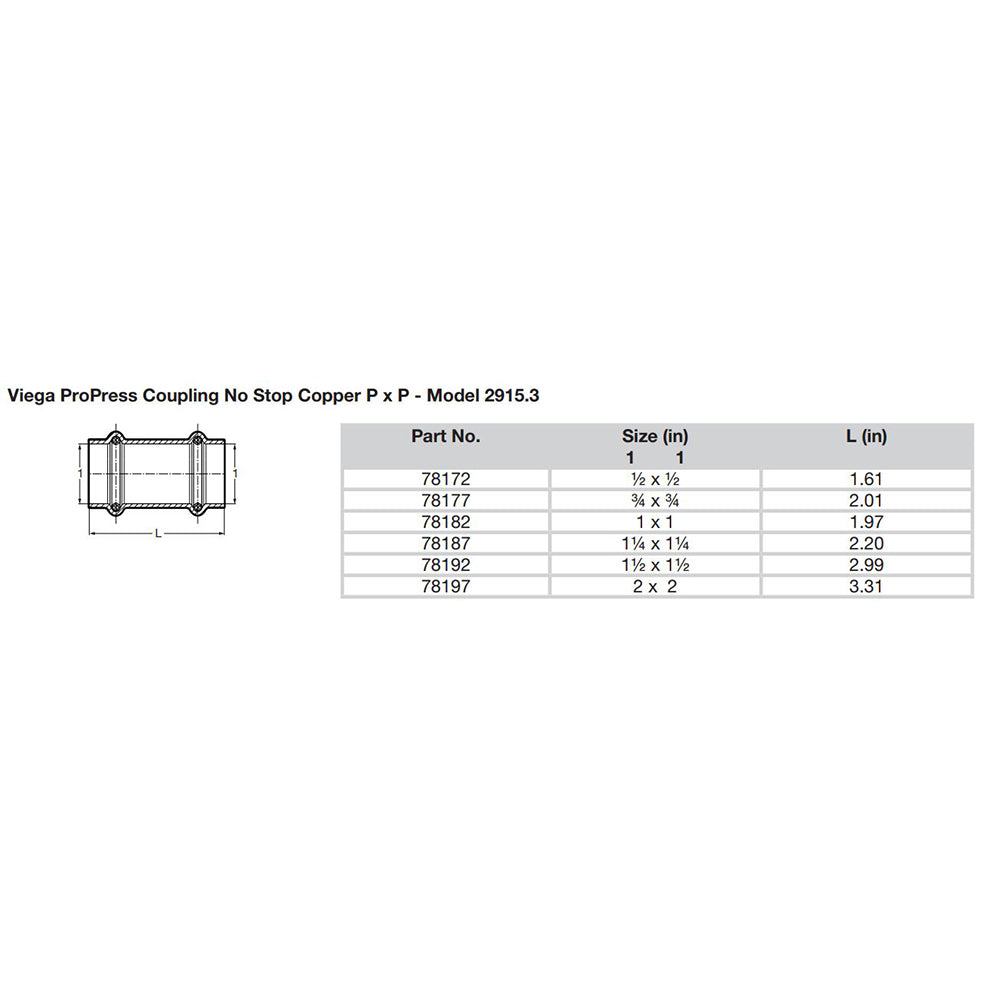 Viega - ProPress Copper Coupling - Without Stop — Quality Boat Parts