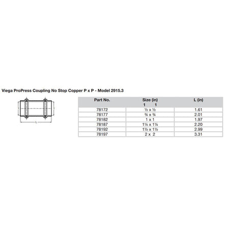 Viega - ProPress Copper Coupling - Without Stop — Quality Boat Parts