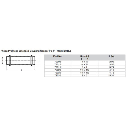 Viega - ProPress Extended Coupling - Without Stop — Quality Boat Parts