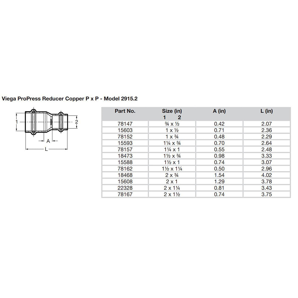 Viega - ProPress Copper Reducer - Double Press Connection — Quality Boat Parts