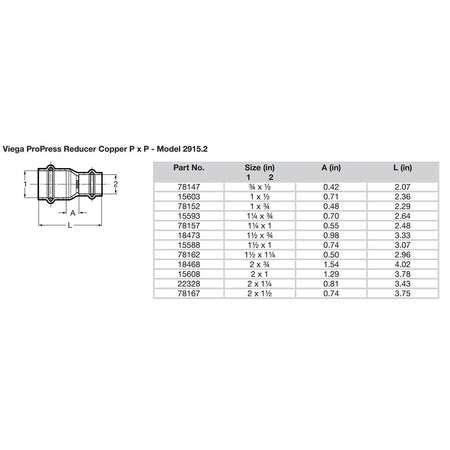 Viega - ProPress Copper Reducer - Double Press Connection — Quality Boat Parts