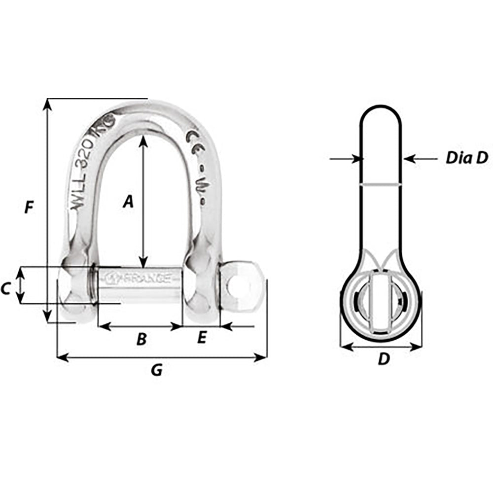 Wichard Marine - Not Self-Locking D Shackle - 14mm Diameter, 9/16" — Quality Boat Parts