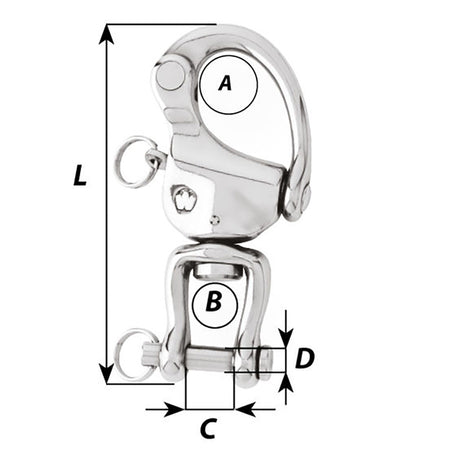 Wichard Marine - HR Snap Shackle With Clevis Pin Swivel - 120mm Length, 4-23/32" — Quality Boat Parts