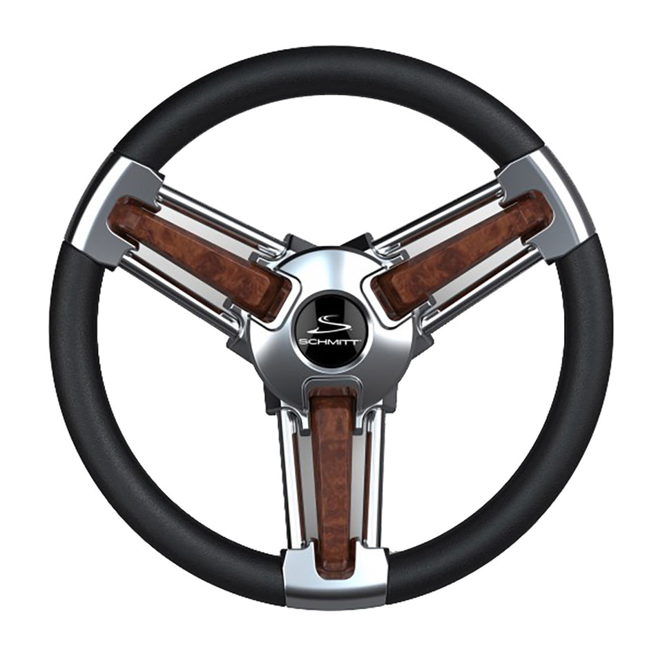 Schmitt Marine - Burano Wheel - 14" 3/4" Tapered Shaft, with Stainless Steel — Quality Boat Parts
