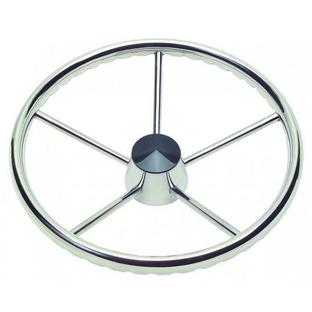 Schmitt Marine - 170 Finger Grip Destroyer - 5-Spoke, Stainless Steel Cap 3/4" Tapered Shaft, with Knob — Quality Boat Parts