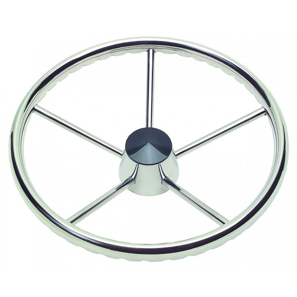 Schmitt Marine - 170 Finger Grip Destroyer - 5-Spoke, Stainless Steel Cap 3/4" Tapered Shaft, with Knob — Quality Boat Parts