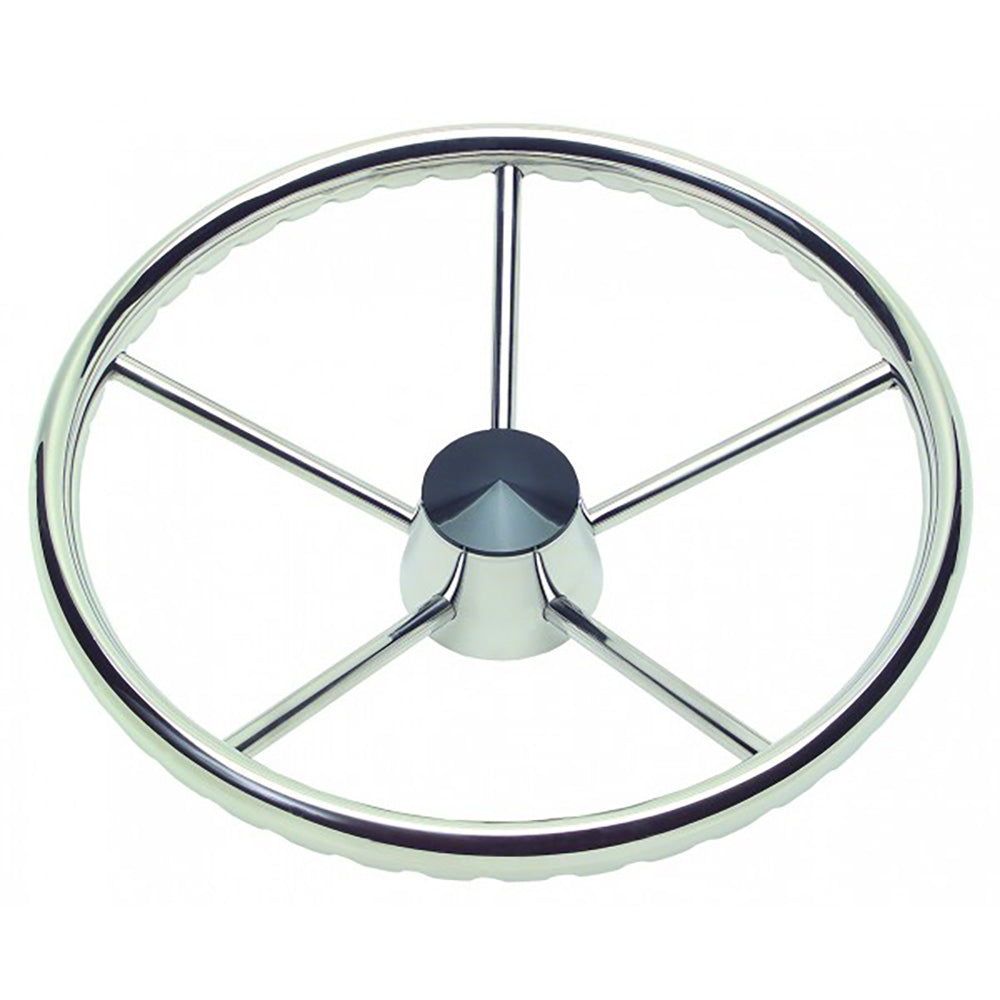 Schmitt Marine - 170 Finger Grip Destroyer - 5-Spoke, Stainless Steel Cap 3/4" Tapered Shaft, with Knob — Quality Boat Parts