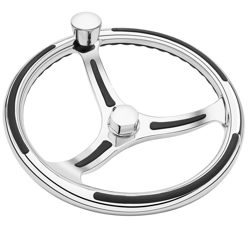 Schmitt Marine - Primus Model 13.5" Wheel - with Knob, Finger Grip, 3/4" Tapered Shaft, with Faux Nut, 1/2"-3/4" Adapters — Quality Boat Parts