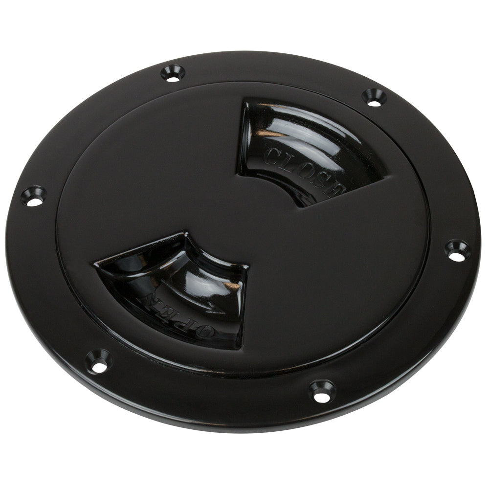 Sea-Dog - Quarter-Turn Smooth Deck Plate - With Internal Collar, Black, 6" — Quality Boat Parts