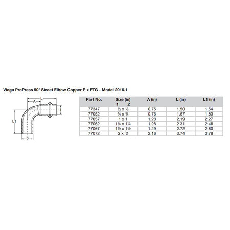 Viega - ProPress 90" Copper Elbow - Street/Press Connection — Quality Boat Parts