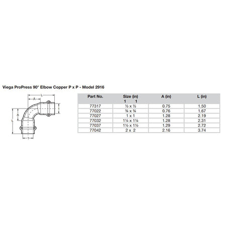 Viega - ProPress 90" Copper Elbow - Double Press Connection — Quality Boat Parts