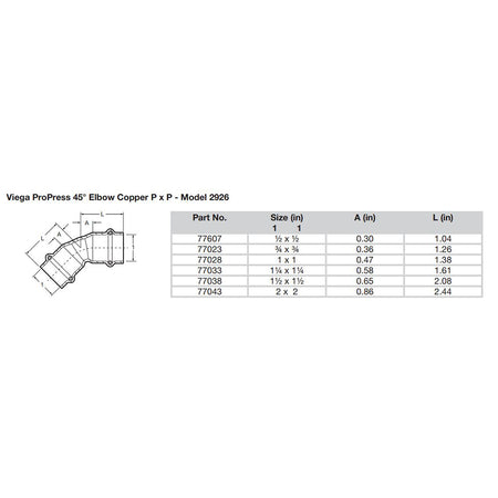 Viega - ProPress 45" Copper Elbow - Double Press Connection — Quality Boat Parts