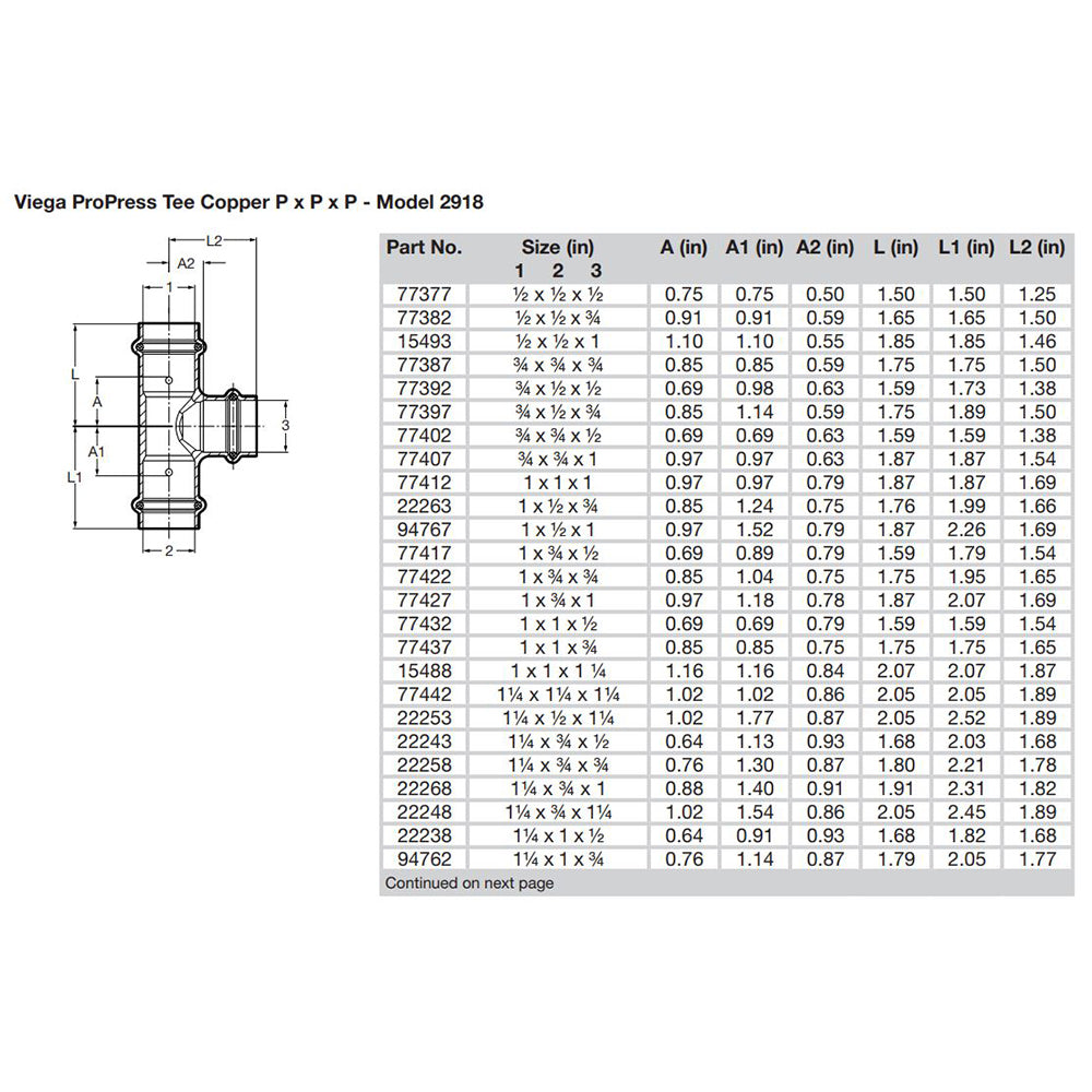 Viega - ProPress Copper Tee - Triple Press Connection — Quality Boat Parts