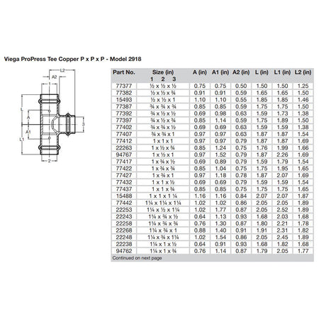 Viega - ProPress Copper Tee - Triple Press Connection — Quality Boat Parts