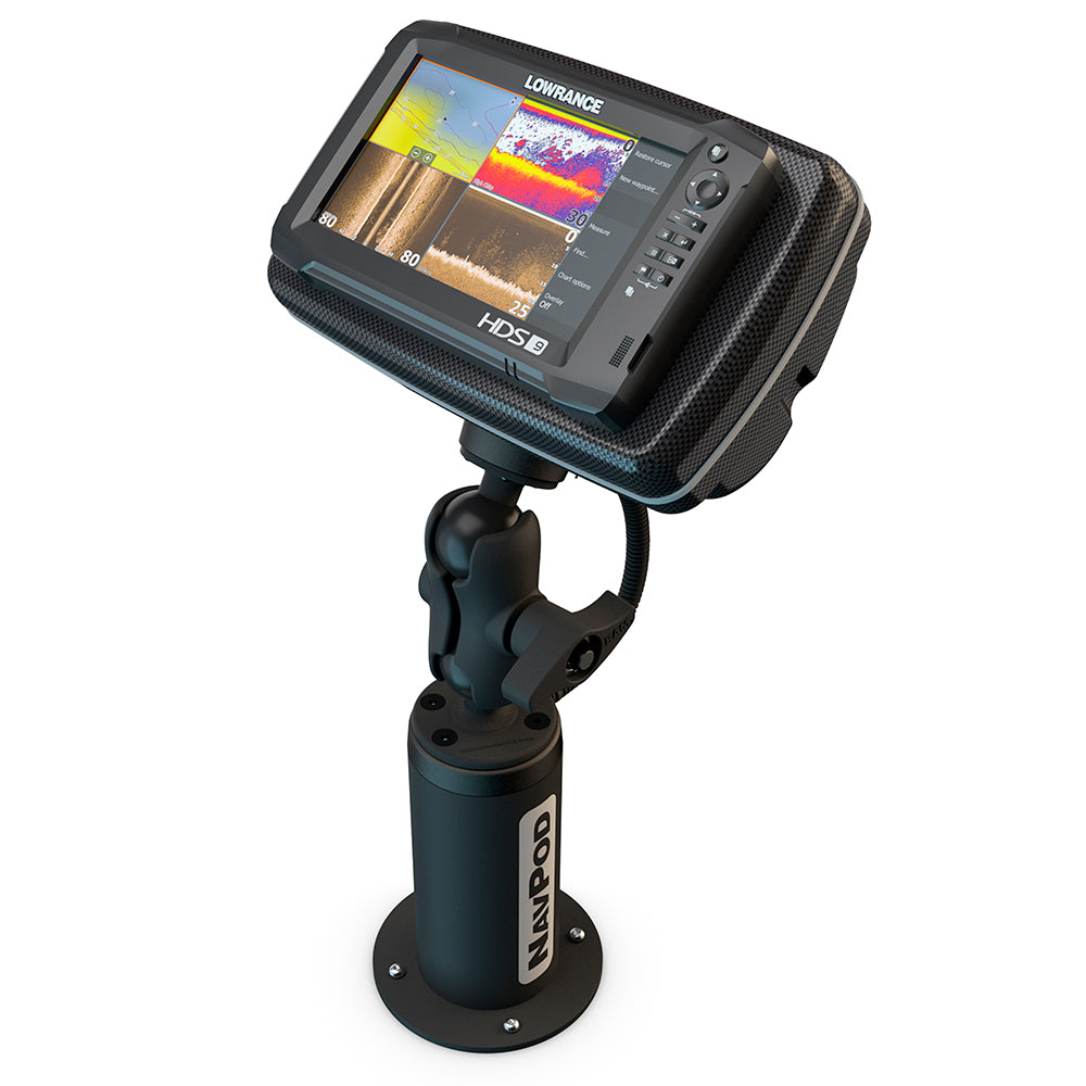 NavPod - PedestalPod With RAM Mount Pre-Cut - For Lowrance HDS-9 MFD Gen2 Touch, HDS-9 Gen3 - Carbon Black — Quality Boat Parts