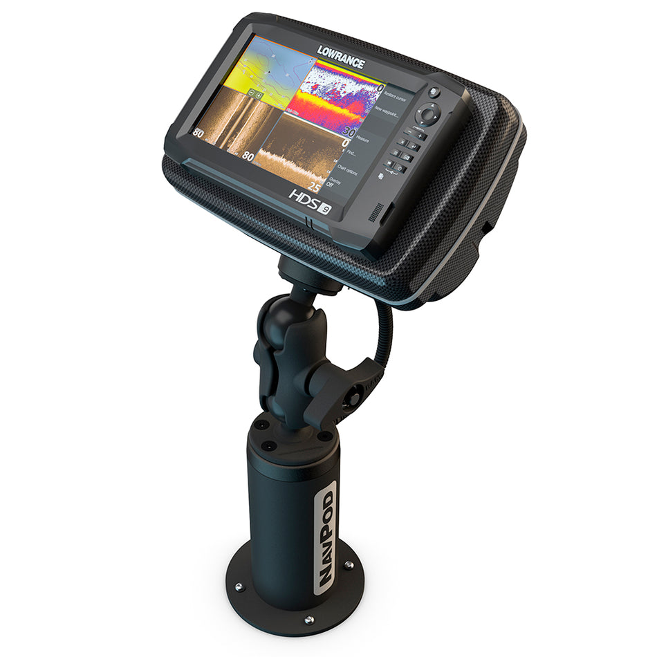 NavPod - PedestalPod With RAM Mount Pre-Cut - For Lowrance HDS-9 MFD Gen2 Touch, HDS-9 Gen3 - Carbon Black — Quality Boat Parts