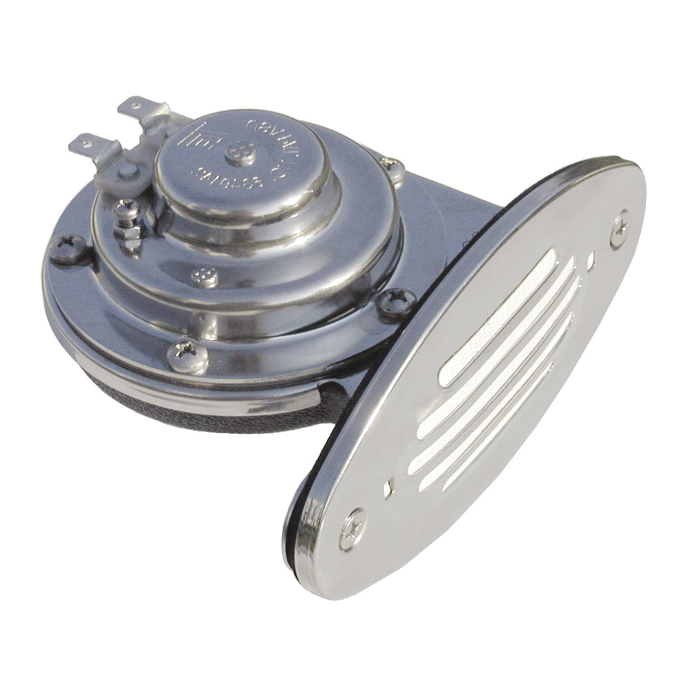 Schmitt Marine - Mini Stainless Steel Single Drop-In Horn - with Stainless Steel Grill — Quality Boat Parts