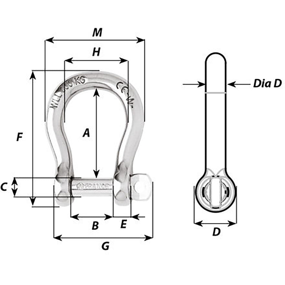 Wichard - Not Self-Locking Bow Shackle — Quality Boat Parts