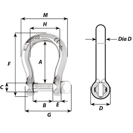 Wichard - Not Self-Locking Bow Shackle — Quality Boat Parts