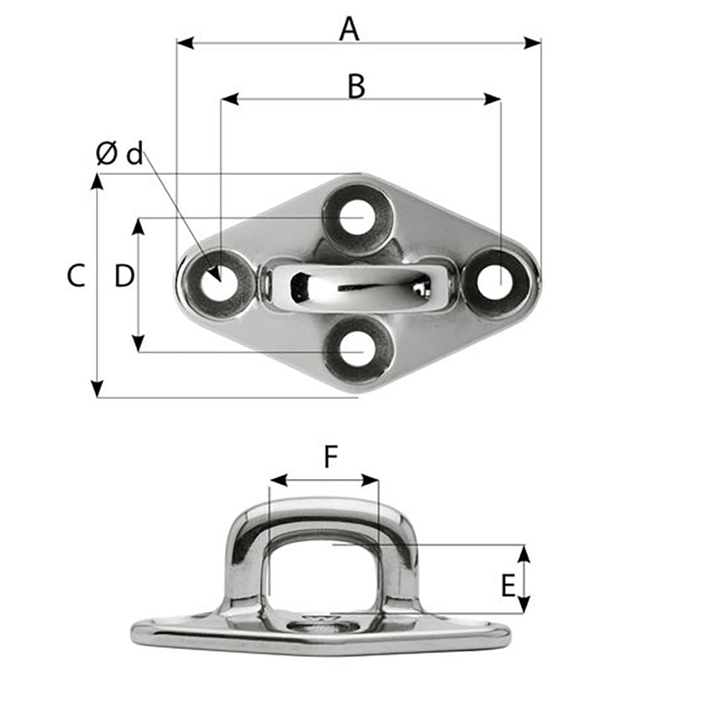 Wichard Marine - Diamond Pad Eye - Square — Quality Boat Parts