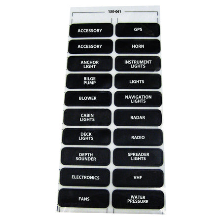 Paneltronics - Assorted Label Sheet — Quality Boat Parts