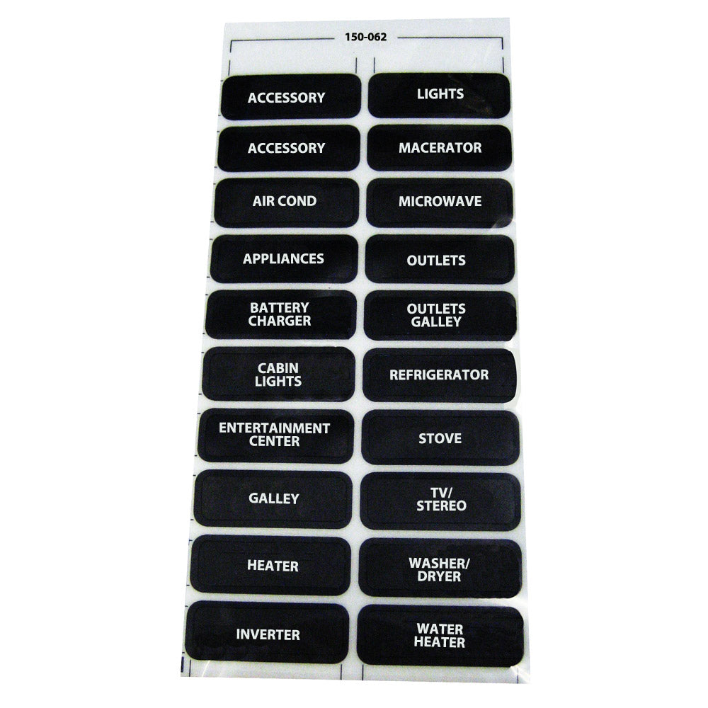 Paneltronics - Assorted Label Sheet — Quality Boat Parts