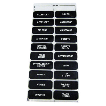 Paneltronics - Assorted Label Sheet — Quality Boat Parts