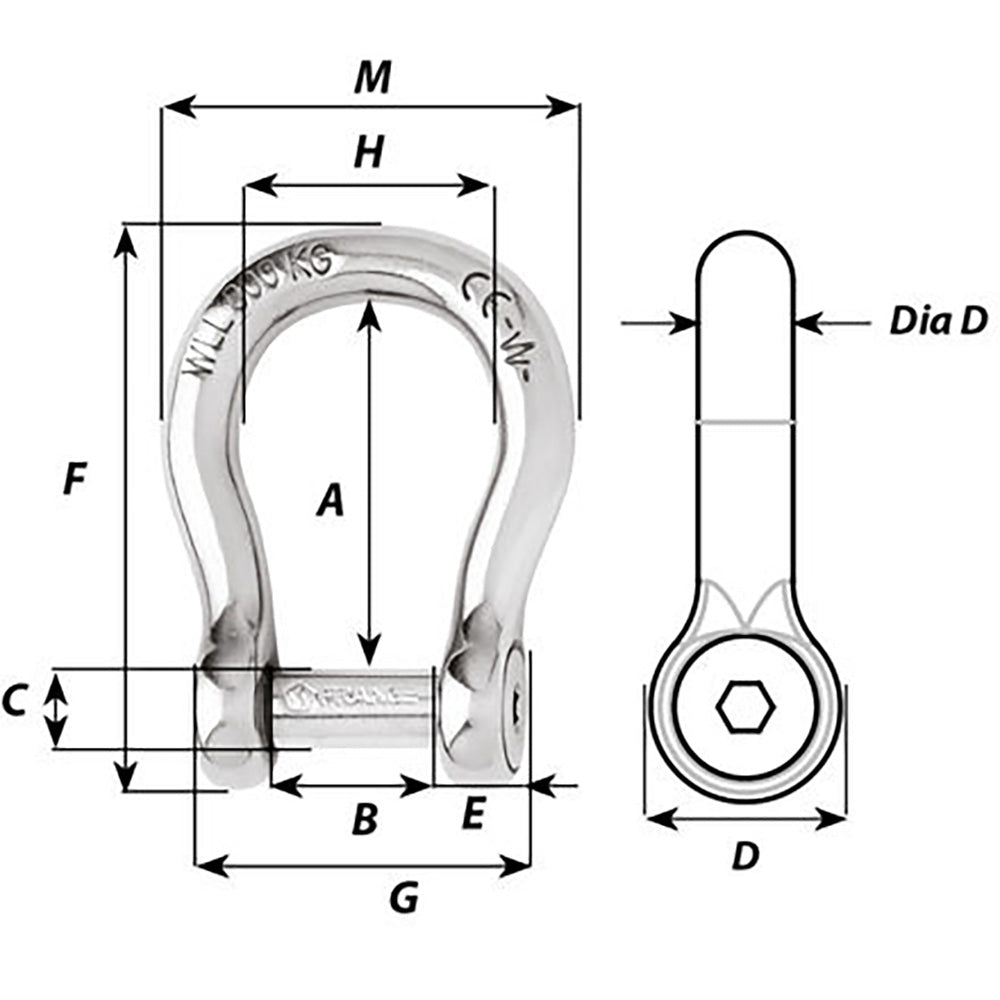 Wichard - Self-Locking Allen Head Pin Bow Shackle — Quality Boat Parts