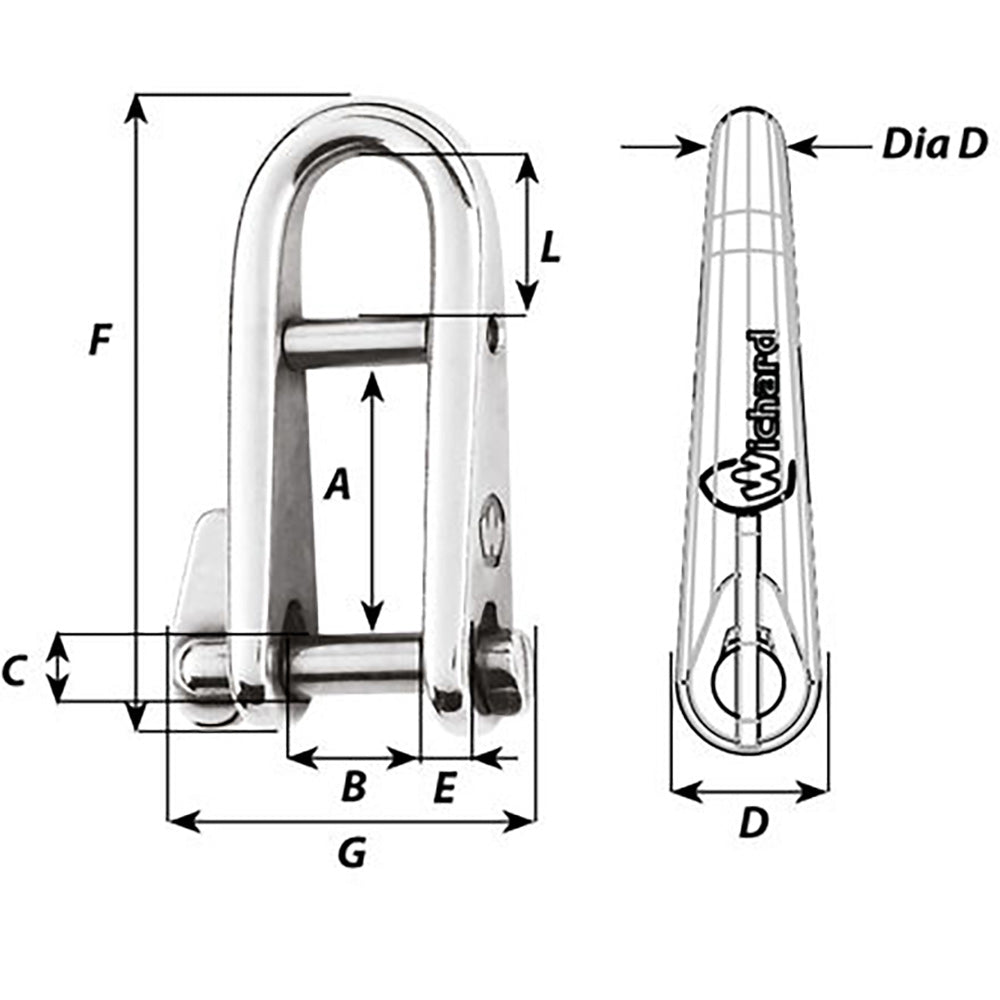 Wichard - HR Key Pin Shackle - With Bar — Quality Boat Parts