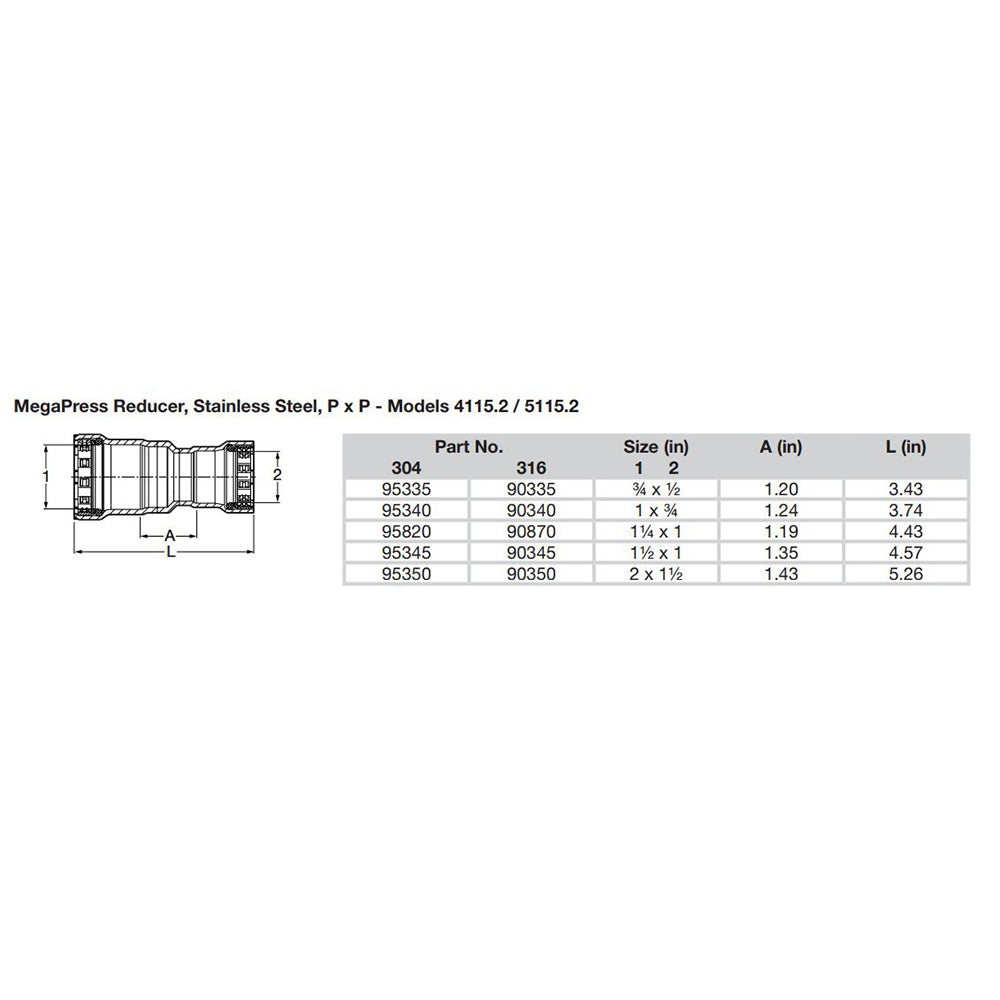 Viega - MegaPress Stainless Steel 304 Reducer — Quality Boat Parts