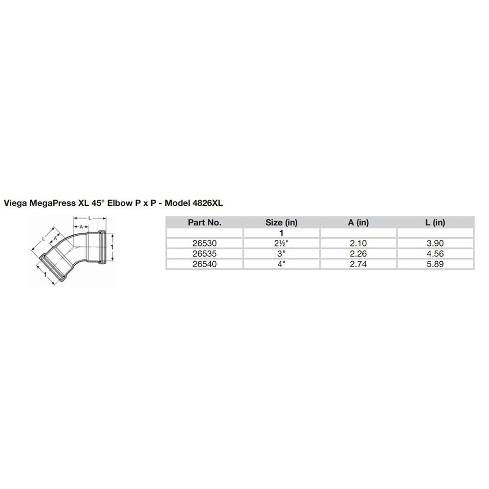 Viega - MegaPress 45" Carbon Steel Elbow - With FKM — Quality Boat Parts