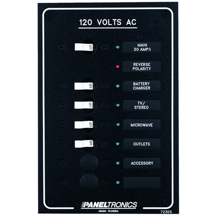 Paneltronics - Standard AC Breaker Panel & Main - LEDs — Quality Boat Parts