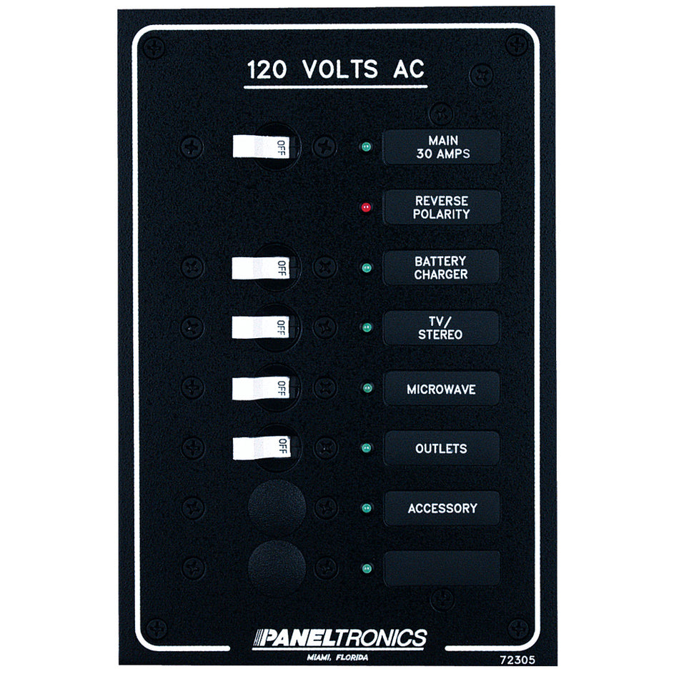 Paneltronics - Standard AC Breaker Panel & Main - LEDs — Quality Boat Parts