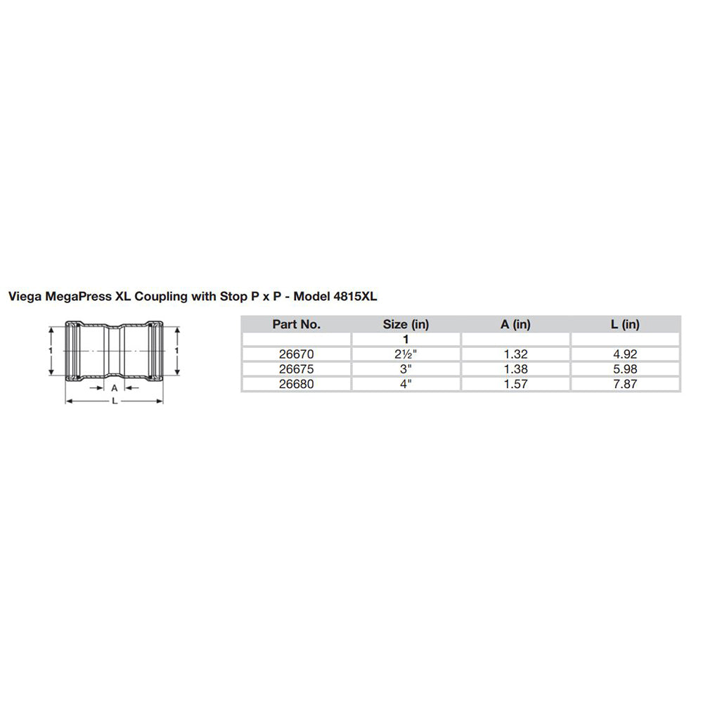 Viega - MegaPress 2-1/2" Carbon Steel Coupling - With Stop, FMK Double Press Connection — Quality Boat Parts