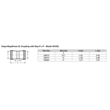Viega - MegaPress 2-1/2" Carbon Steel Coupling - With Stop, FMK Double Press Connection — Quality Boat Parts