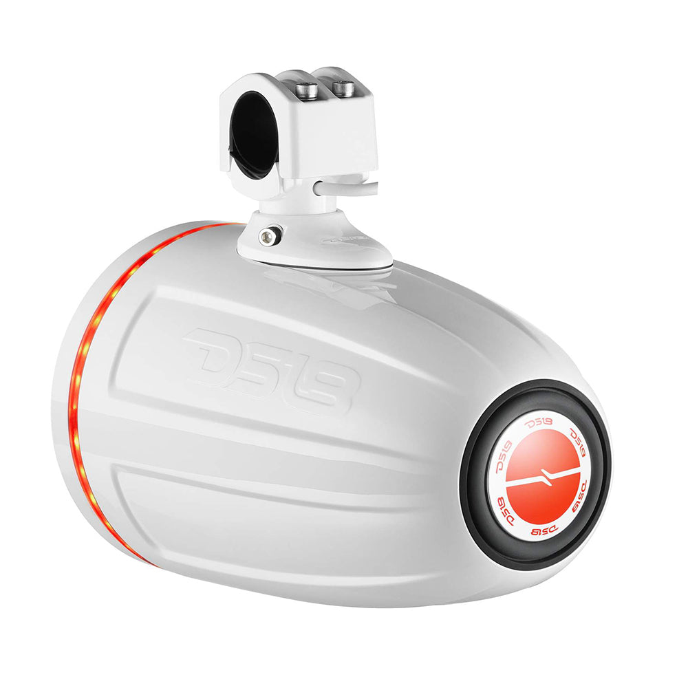 DS18 - Hydro 8" Neodymium Marine Towers - With Built-in Passive Radiator, 1" Driver, RGB LED Light, 550 Watts, Pair White — Quality Boat Parts