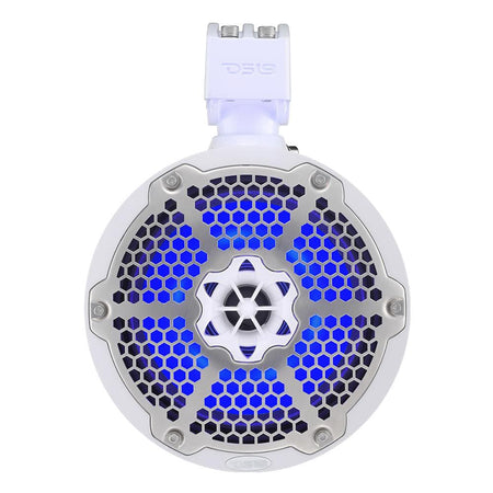 DS18 - Hydro 8" Neodymium Marine Towers - With Built-in Passive Radiator, 1" Driver, RGB LED Light, 550 Watts, Pair White — Quality Boat Parts