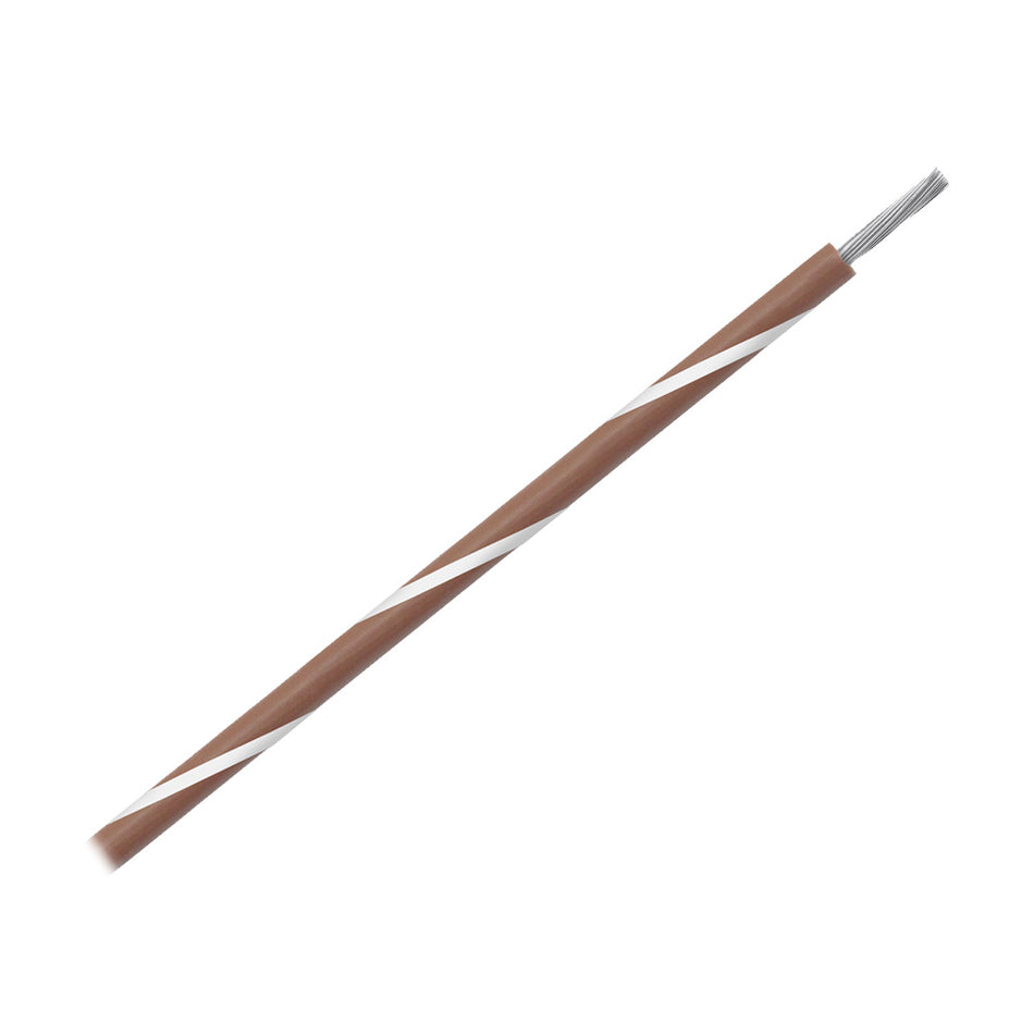 Pacer Group - 16 AWG UL Striped Marine Wire - Brown, With White Stripe, 600 Voltage Rating — Quality Boat Parts