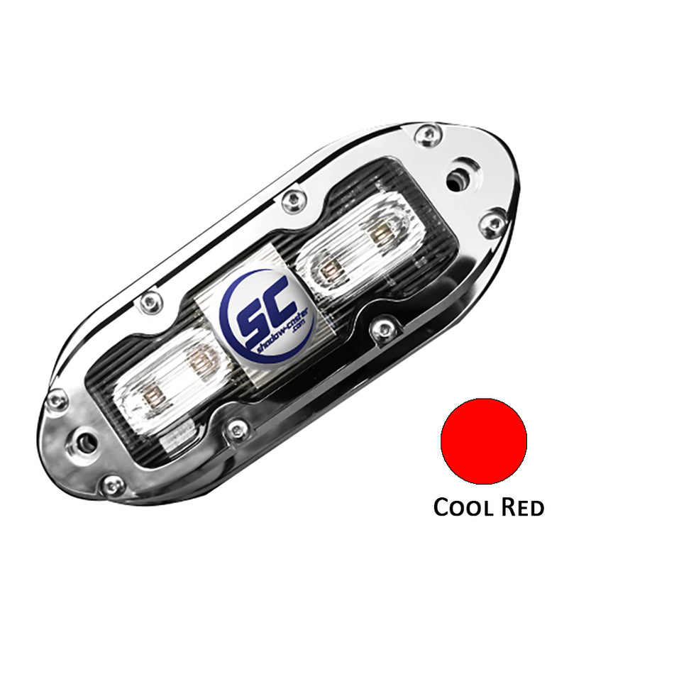 Shadow-Caster LED Lighting - SCM-4 LED Underwater Light - With 20' Cable, 316 SS Housing, Cool Red — Quality Boat Parts