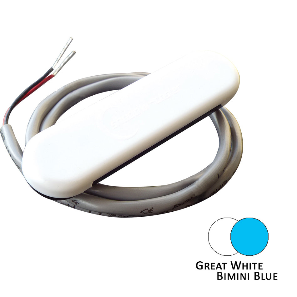 Shadow-Caster LED Lighting - Dual Color Courtesy Light - With Lead Wire, White Abs Cover, Great White/Bimini Blue — Quality Boat Parts