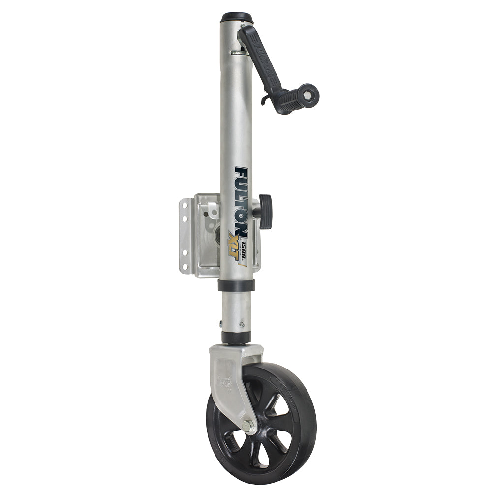 Fulton - Swing Away Bolt-On Jack - With 12" Travel, 8" Poly Wheel, Sharkskin Finish, XLT 1500 lbs — Quality Boat Parts
