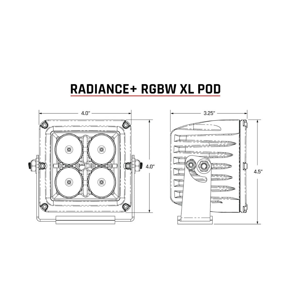 RIGID Industries - XL Radiance + Light Pod - RGBW, Pair — Quality Boat Parts