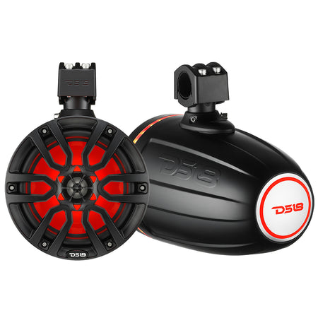 DS18 - X Series HYDRO 8" Wakeboard Pod Tower Speaker - With RGB LED Light, 375W, Matte Black — Quality Boat Parts