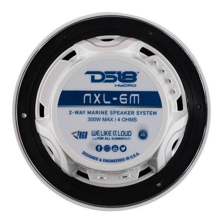 DS18 - New Edition HYDRO 6.5" 2-Way Marine Speakers - With RGB LED Lighting, 300W — Quality Boat Parts